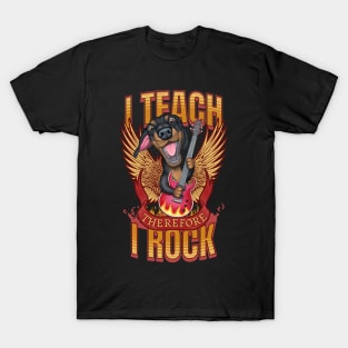 Funny cute Teacher rocks Doxie rocks  weiner dog Rock in school T-Shirt